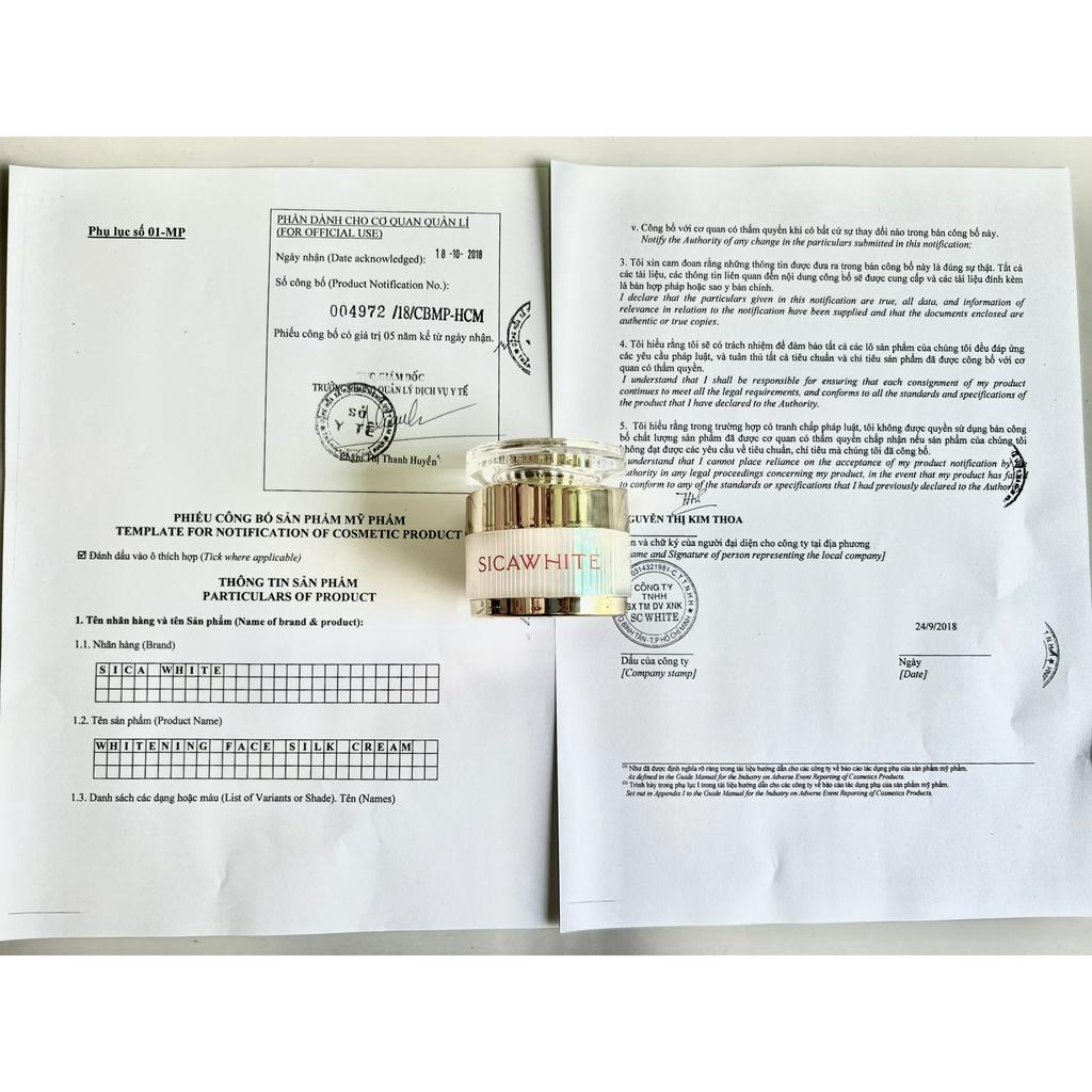 Kem face silk, kem face lụa Sica white dưỡng trắng da cao cấp, sạch thâm, mờ nám sạm - Tặng kèm quà.
