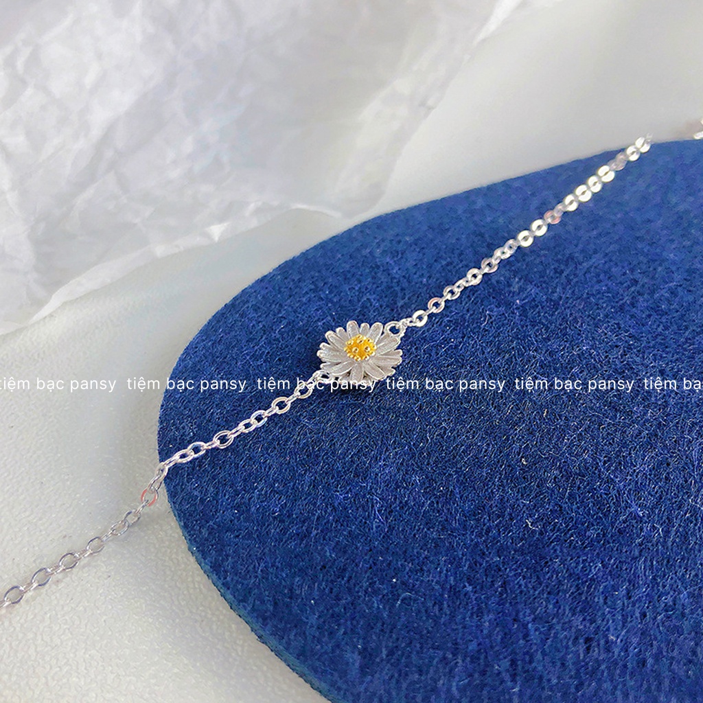 Lắc tay cúc hoạ mi bạc ta PANSY dây mảnh duyên dáng - Vòng bạc nữ bạc thật cao cấp