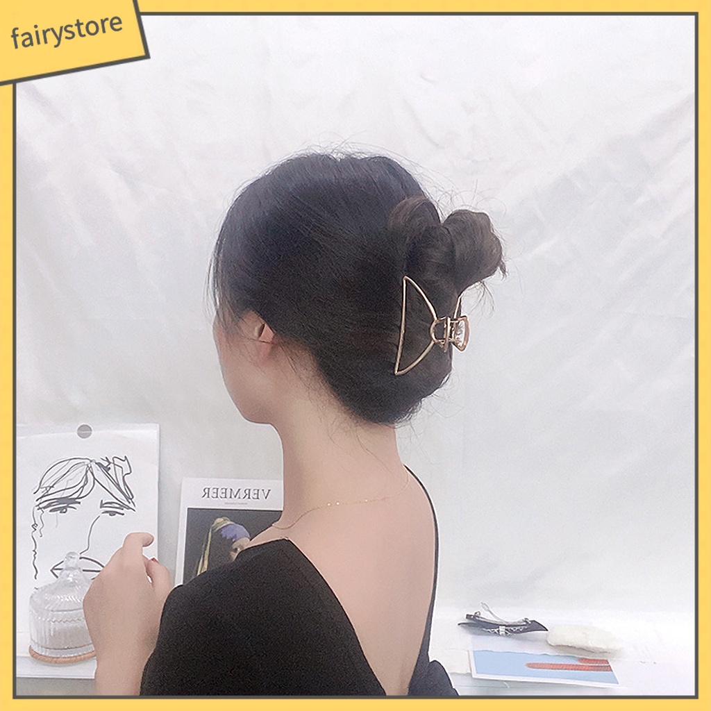 Kẹp tóc càng cua hợp kim màu trơn thiết kế đơn giản thời trang dành cho nữ