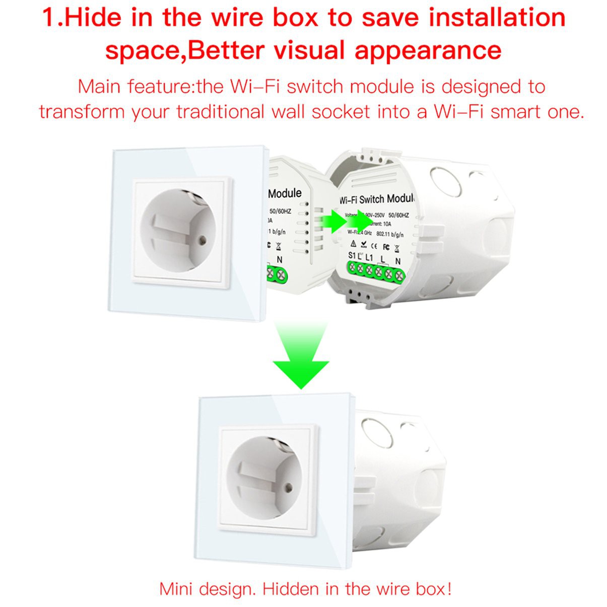 GOOGLE 1 Công Tắc Đèn Wifi Thông Minh Điều Khiển Từ Xa Bằng Nhựa 2 Chiều 1 Cái