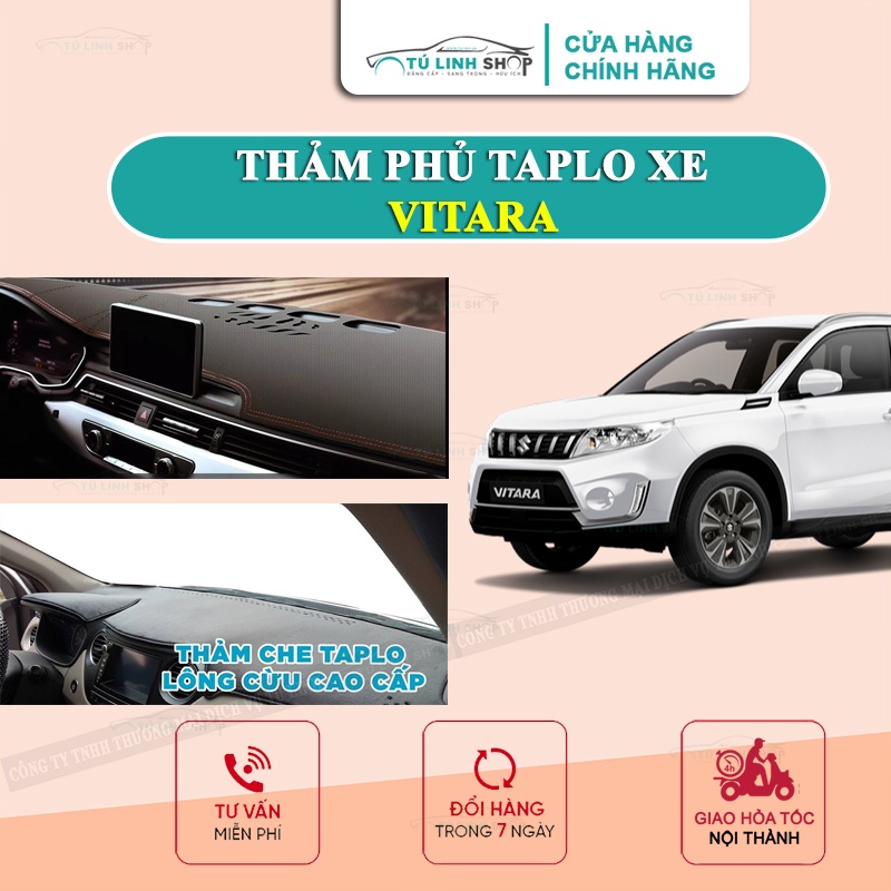 Thảm taplo VITARA bằng lông Cừu 3 lớp hoặc Da vân Cacbon