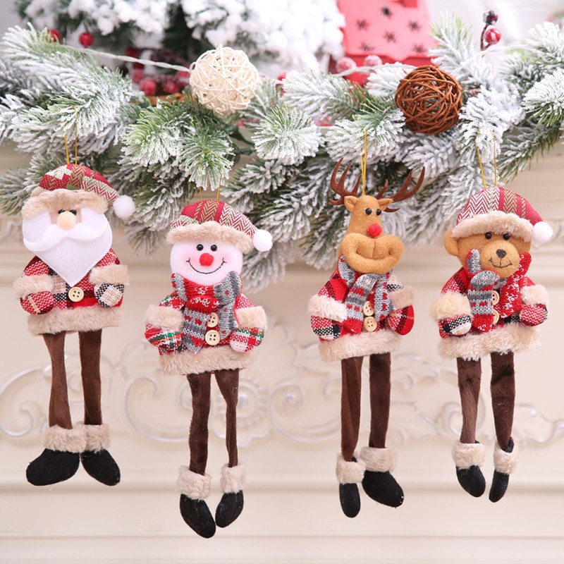 4pcs Christmas Hanging Decorations Adorable Doll Pendants Christmas Tree Ornaments Home Party Office Decorations