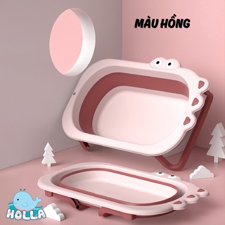 Chậu tắm trẻ em thau tắm cho bé sơ sinh đệm phao tắm holla