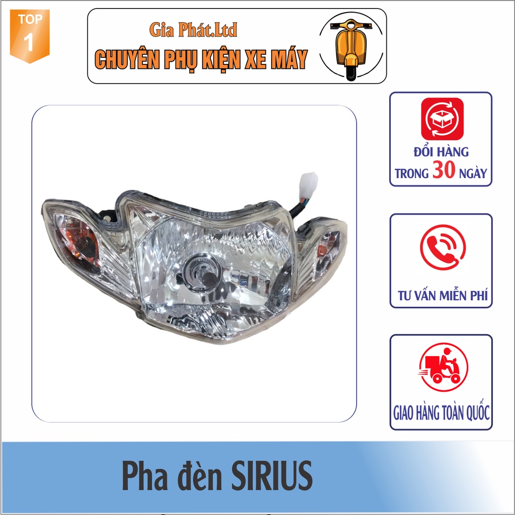 Bộ ốp đầu màu TRẮNG gắn xe SIRIUS đầy đủ Ốp đầu trước, Gáy sau và Pha đèn kèm bóng