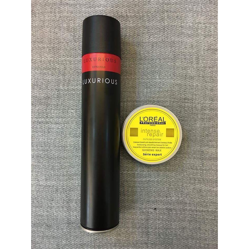 COMBO KEO XỊT TÓC LUXURIOUS VÀ SÁP LOREA`L