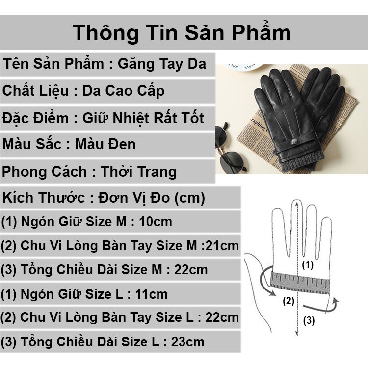 Găng tay da nam mùa đông cảm ứng lót nỉ mềm mại siêu mượt phong cách bao tay đi phượt giữ nhiệt cao cấp