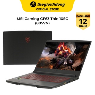 Laptop Gaming MSI GF63 Thin 10SC i5 10500H/8GB/512GB/4GB GTX1650 Max-Q/15.6"F/Win10/(805VN)/Đen - Hàng chính hãng