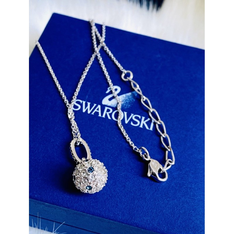 Dây chuyền đính đá pha lê Swarovski hình tròn màu bạc