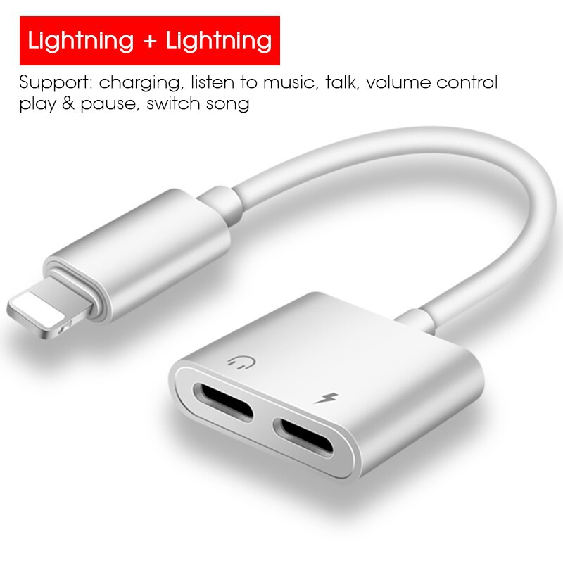 Dây cáp chuyển đổi tai nghe âm thanh 3.5 mm giắc cắm Lightning 2 trong 1 dành cho iPhone 7 X