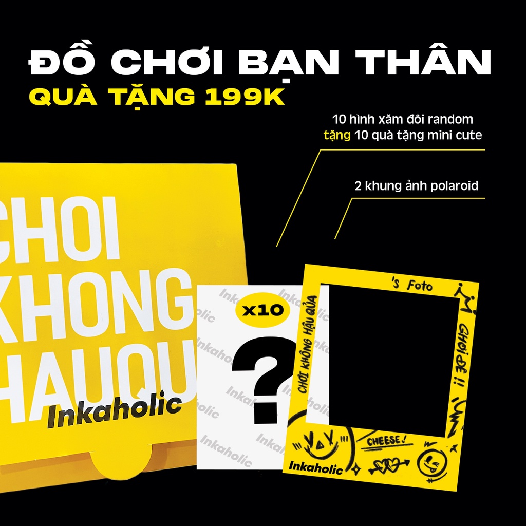 [QUÀ TẶNG - ĐỒ CHƠI BẠN THÂN] Combo 20 hình xăm dán tạm thời Mini Inkaholic 15 ngày, 100% tự nhiên và chống nước