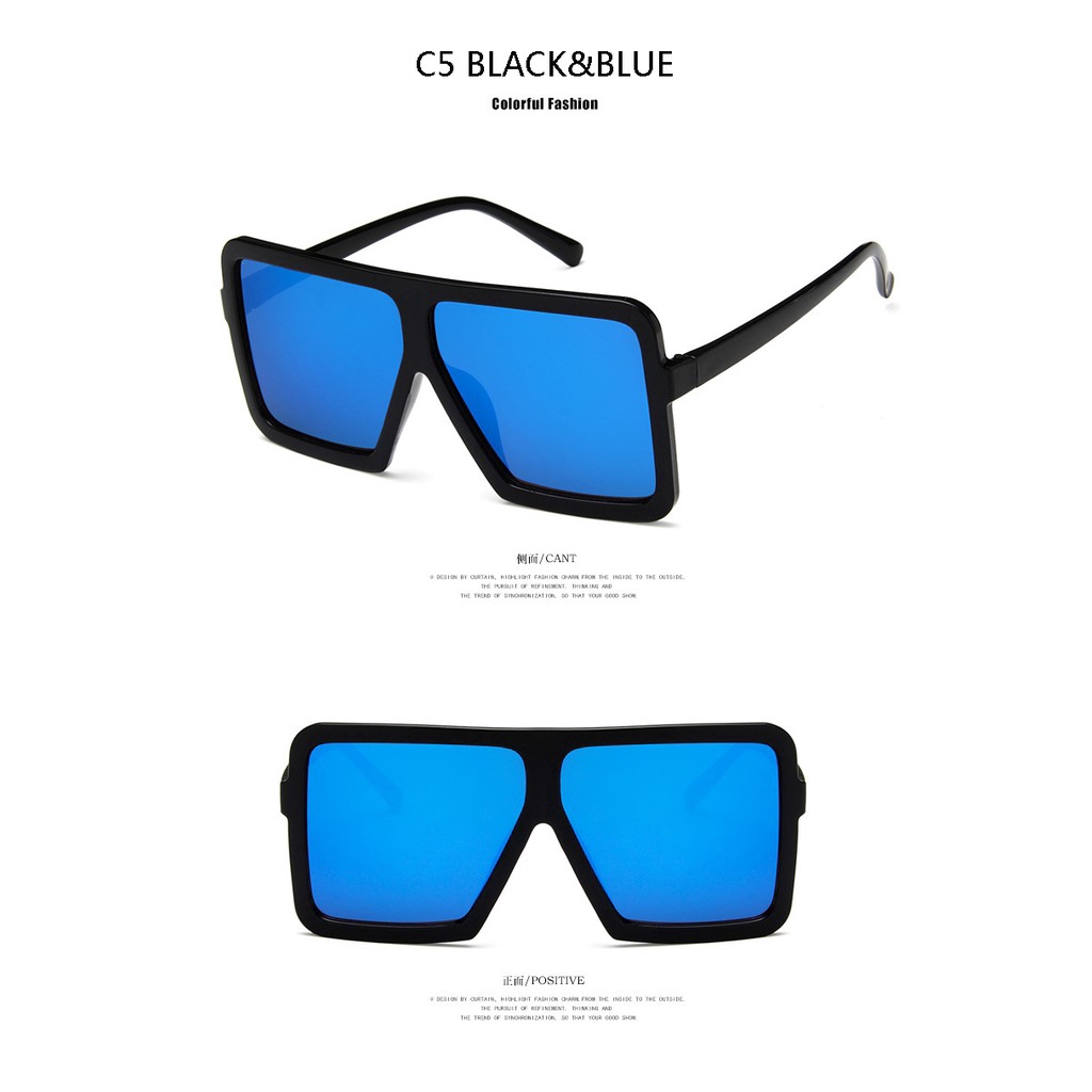 Kính mát SAMJUNE gọng vuông bản lớn thời trang cho nam nữ