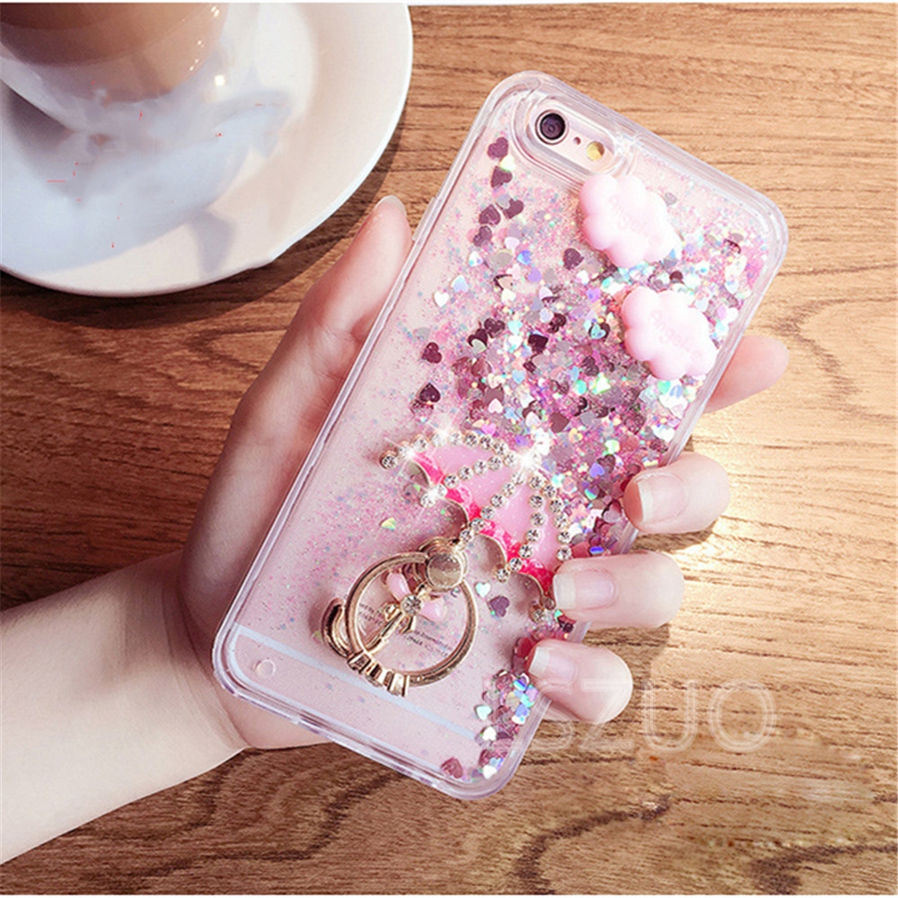 Fashion Quicksand Umbrella Ring Bracket Bling Div Soft Phone Case Cover for Iphone 12 Mini 12 Pro Max 11 Pro Max Se 2020 X Xs Xr Xsmax 8 7 6 6S Plus 5 5C 5S