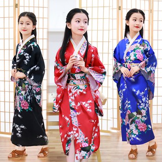 Đầm Kimono Nhật Bản Đính Nơ Dễ Thương 5 Màu Tùy Chọn Cho Bé Gái