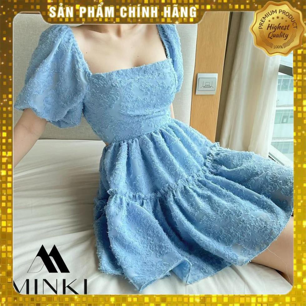 [MÃ XIA FREEHIP] VÁY ĐẸP HÈ 2021 - VÁY CỔ VUÔNG HỞ LƯNG - COTTON VỎ LÔNG VŨ - MÀU XANH -[THIẾT KẾ] | BigBuy360 - bigbuy360.vn