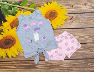 Bộ thun cotton bé gái