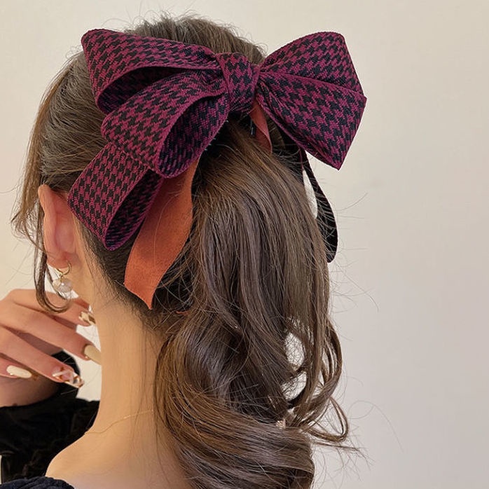 Kẹp Tóc Đuôi Ngựa Đính Nơ Đơn Giản Mừng Năm Mới