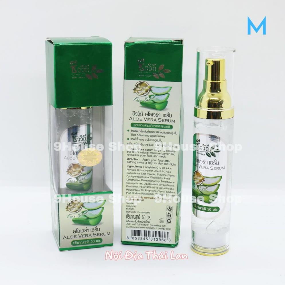 01 Chai Serum Nha Đam Phục Hồi &amp; Dưỡng Ẩm Da Aloe Vera Serum Bio Way Thái Lan 50ml H1