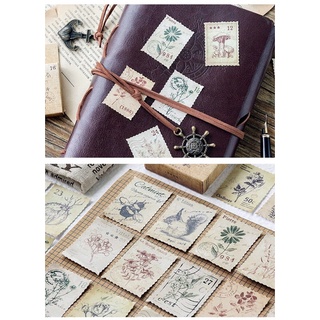 Set 46 sticker vintage tem thư trang trí (003)