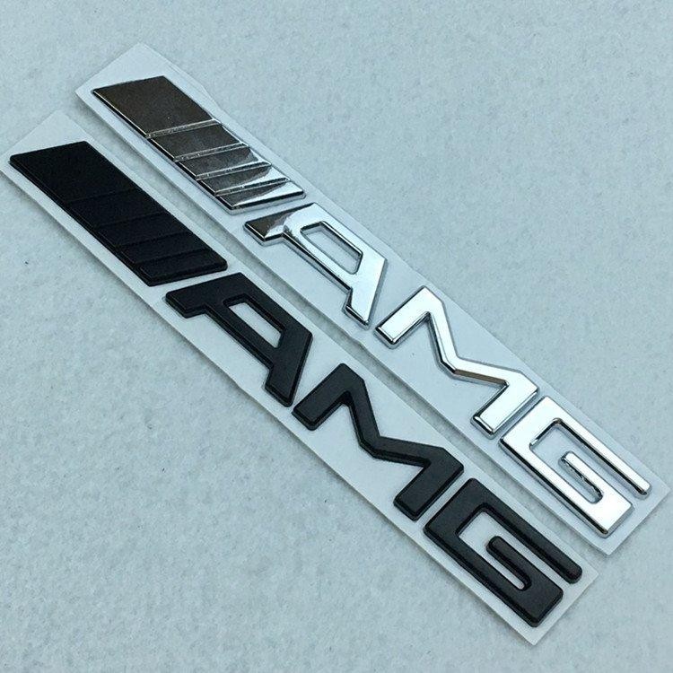 Tem Logo Chữ Nổi AMG Dán Trang Trí Xe Hơi Ô Tô Màu Đen, Màu Bạc Sang Trọng