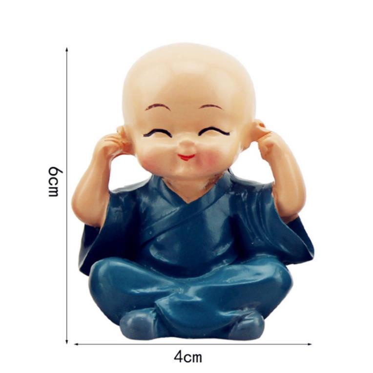 Set 4 Tượng Chú Tiểu Mini Dễ Thương Trang Trí Xe Hơi