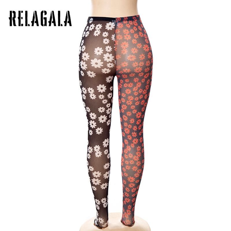 Relagala Quần Dài Phối Lưới In Họa Tiết Màu Tương Phản Thời Trang Cho Nữ 2021 | BigBuy360 - bigbuy360.vn