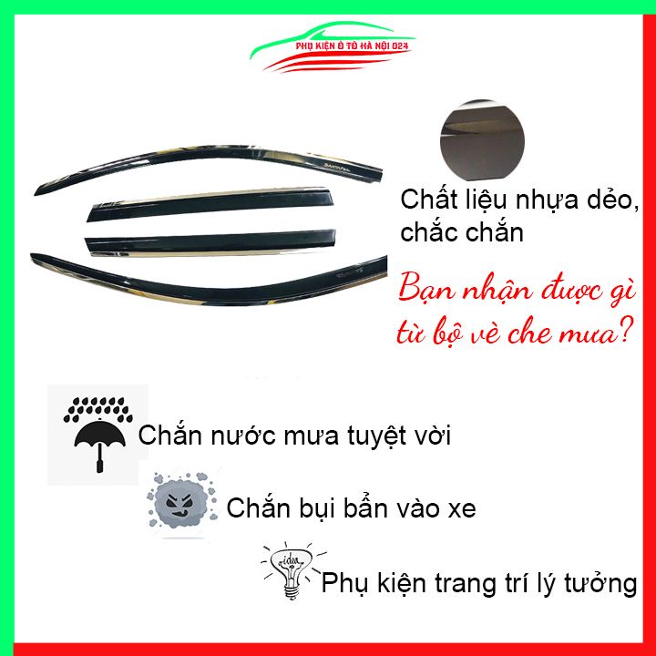 Vè che mưa ô tô Santafe 2019-2021 chỉ inox cao cấp