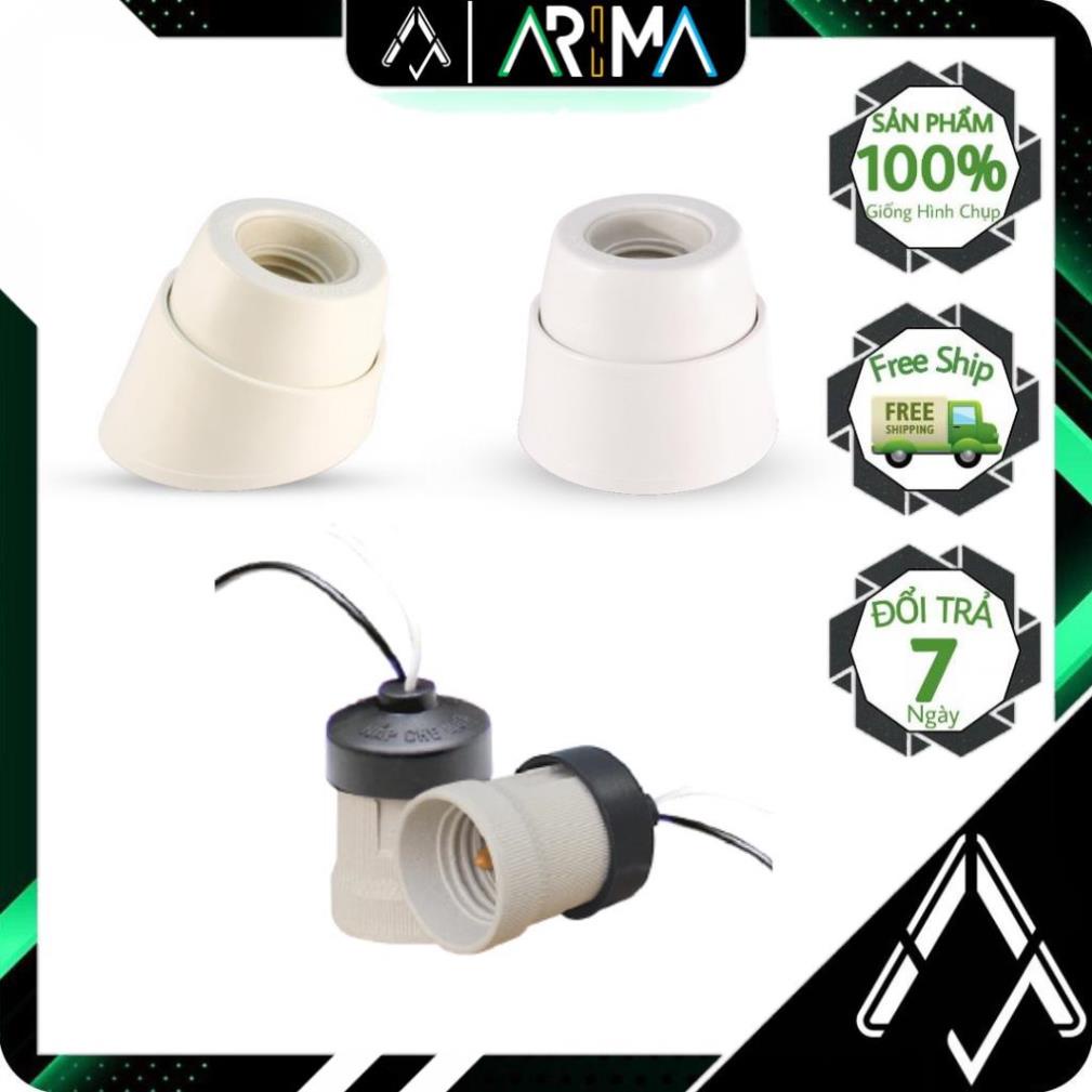 Đuôi đèn sứ gắn tường đứng, vát, treo ARIMA SOPOKA, Ren xoáy siêu chịu nhiệt chống vỡ, Bảo hành 12 tháng