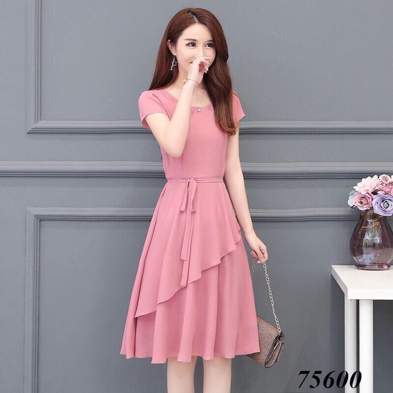 Đầm voan chiffon xếp tà nhẹ nhàng nữ tính cho phái đẹp / có size XXL