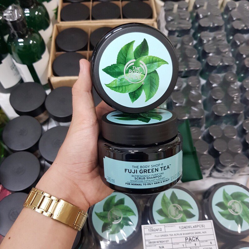 Dầu gội tẩy da chết The body shop Fuji green tea sạch gàu sạch dầu nhờn - Chính hãng