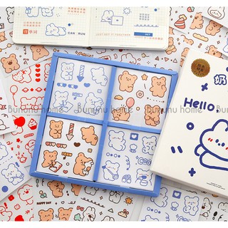 Tấm Sticker hình gấu xinh nhiều màu, set 20 tấm và hộp 100 tấm stickers, trang trí đa năng