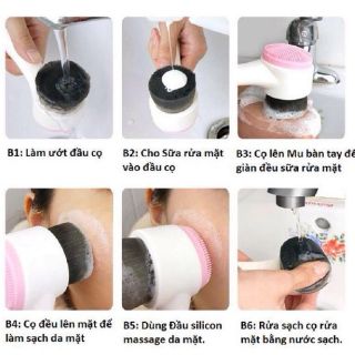 Cọ rửa massage mặt 2 đầu silicon