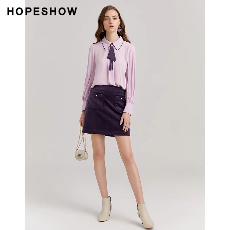 Chân váy nhung tím Hopeshow