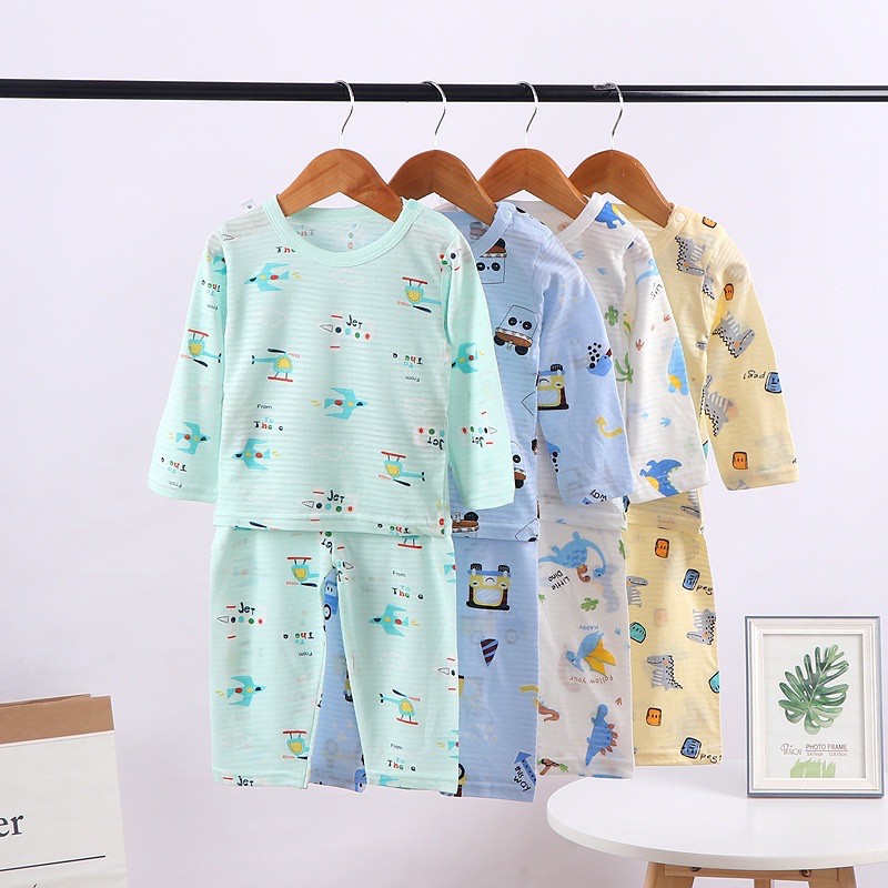 Bộ cotton sợi tre dài tay hàng Quảng Châu cho bé