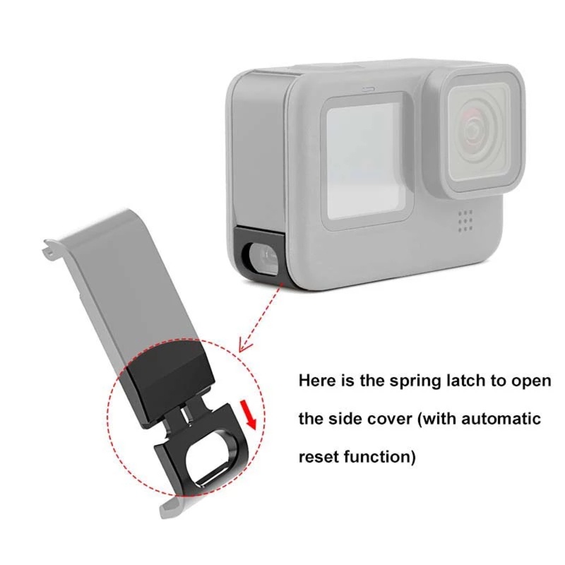 Nắp Đậy Pin Sạc Type-C Bằng Kim Loại Màu Đen Tháo Rời Được Cho GoPro Hero 11 10 9