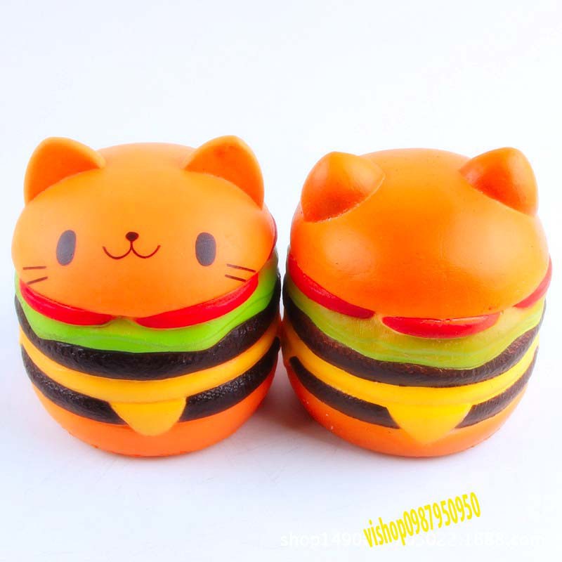 ĐỒ CHƠI SQUISHY  BÁNH HUMBUGER MÈO ĐẸP