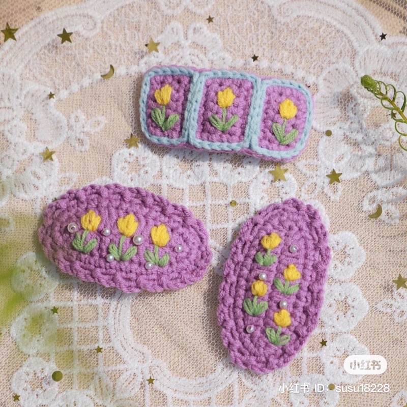 Kẹp tóc len handmade P2