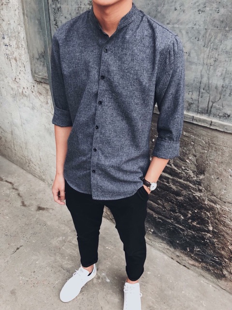 Sơ mi nam cổ tàu phong cách Hàn Quốc | BigBuy360 - bigbuy360.vn