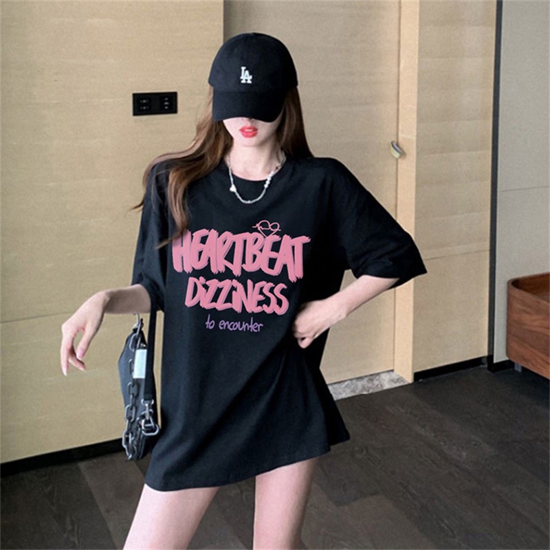 Áo thun HIIXIIVI 100% cotton tay ngắn cổ tròn in hình thời trang mùa hè phong cách Hàn Quốc cho nữ 2022