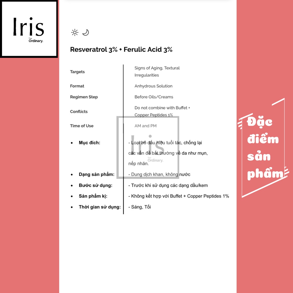 Serum chống lão hoá - Resveratrol 3% + Ferulic Acid 3% - The Ordinary.
