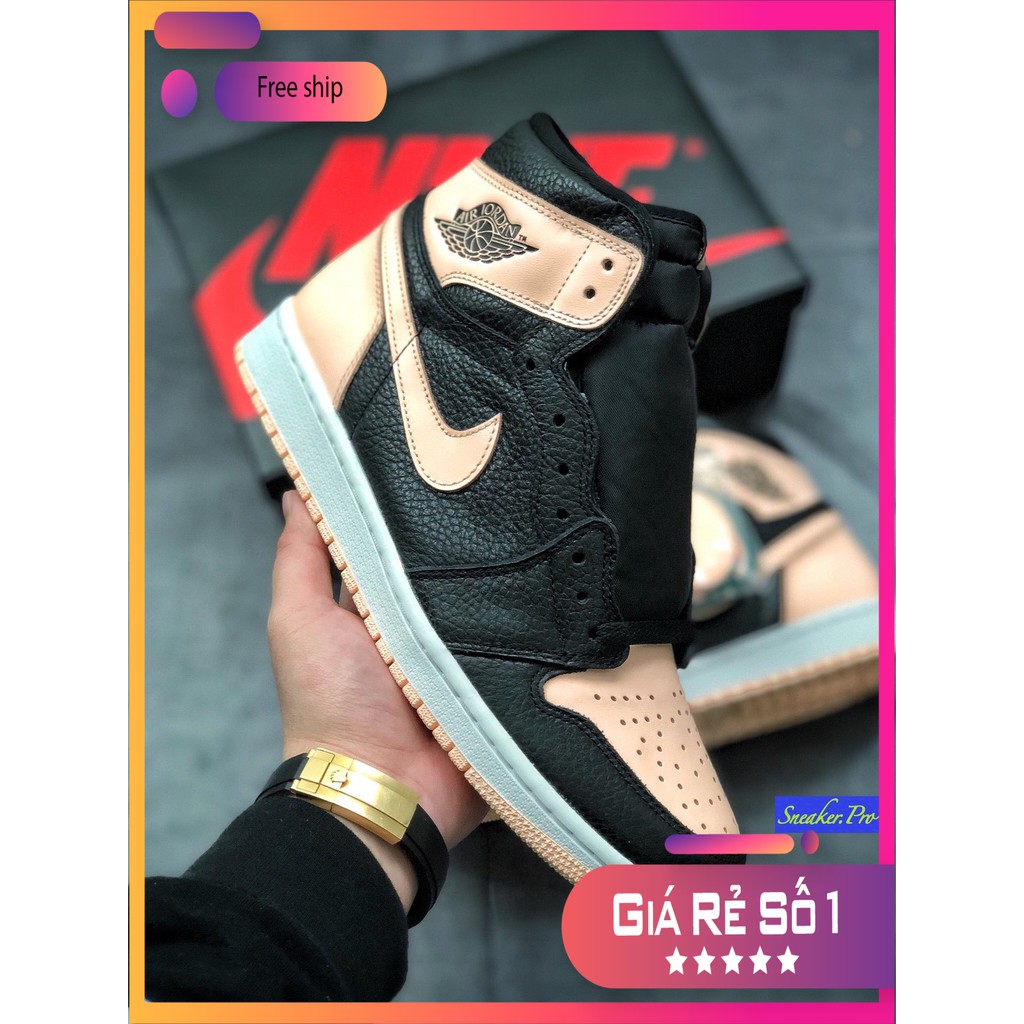 Giày thể thao AIR Jordan 1 Retro High Black CrimsonTint siêu đẹp dành cho nữ