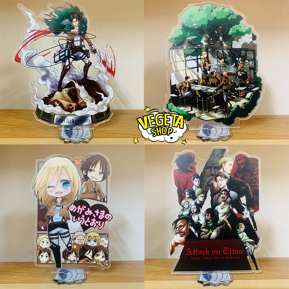 Mô Hình Tượng Standee Acrylic Mica 2 mặt - Attack On Titan - Mikasa Eren Armin Erwin Levi Hange Bertolt Annie Reiner AOT