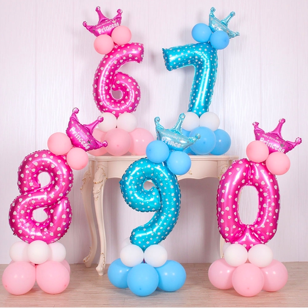 Bong bóng chữ số 81.28 cm trang trí tiệc sinh nhật cho bé