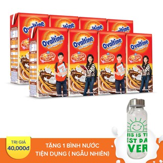 Combo 2 Lốc sữa ca cao lúa mạch Ovaltine 180ml (4 hộp) tặng 1 bình nước tiện dụng trị giá 40.000đ [HSD: 8/4/2019]