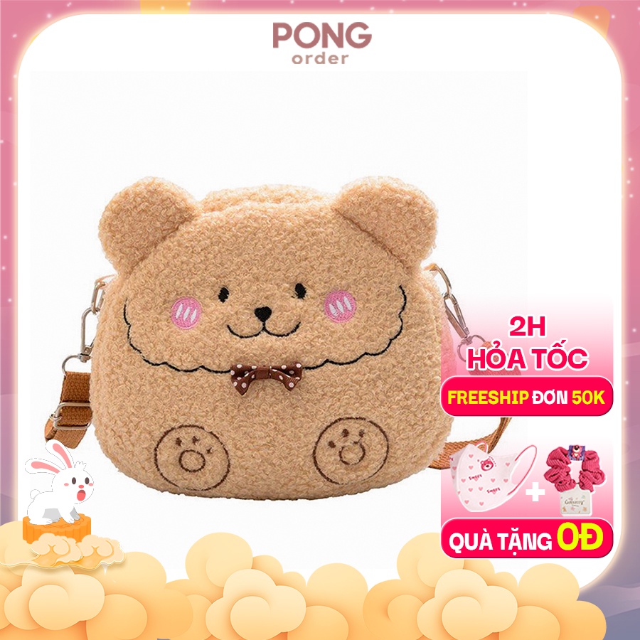 (Sẵn) Túi đeo chéo nữ hình gấu bông siêu cute