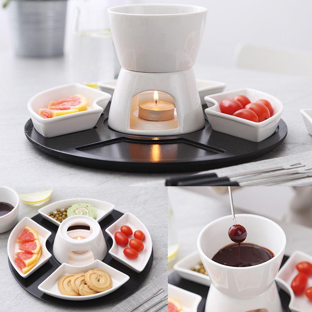 Wttle Nồi Đĩa Trắng Nĩa Fondue