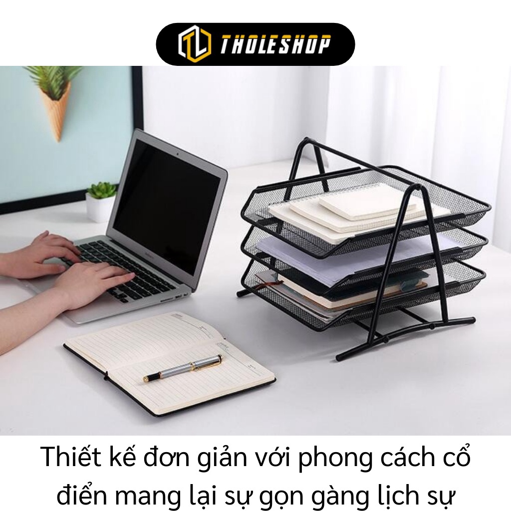 Kệ Đựng Tài Liệu - Khay Lưới 3 Tầng Để Tài Liệu, Hồ Sơ Văn Phòng Bằng Kim Loại 9377