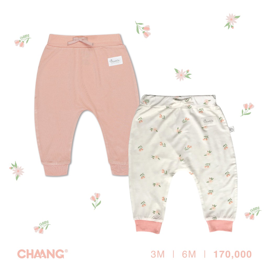 Chaang Set 2 quần dài sơ sinh SUMMER hồng