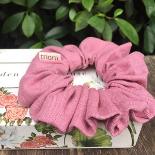 Đồ cột tóc vải linen màu hồng đất. Dây buộc tóc vải linen. Linen hair scrunchie. Hair scrunchie trendy