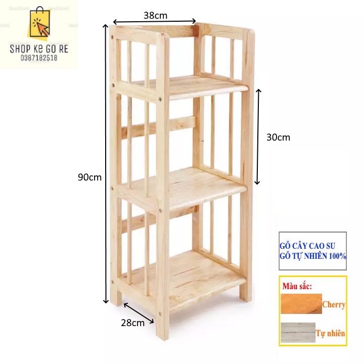 Kệ sách gỗ 3 tầng ngang 38cm