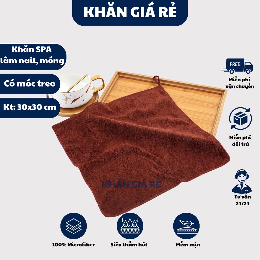 Khăn nail, khăn làm móng đa năng size 30*30 có quai chất Microfiber không ra bông mềm mịn thấm hút nước